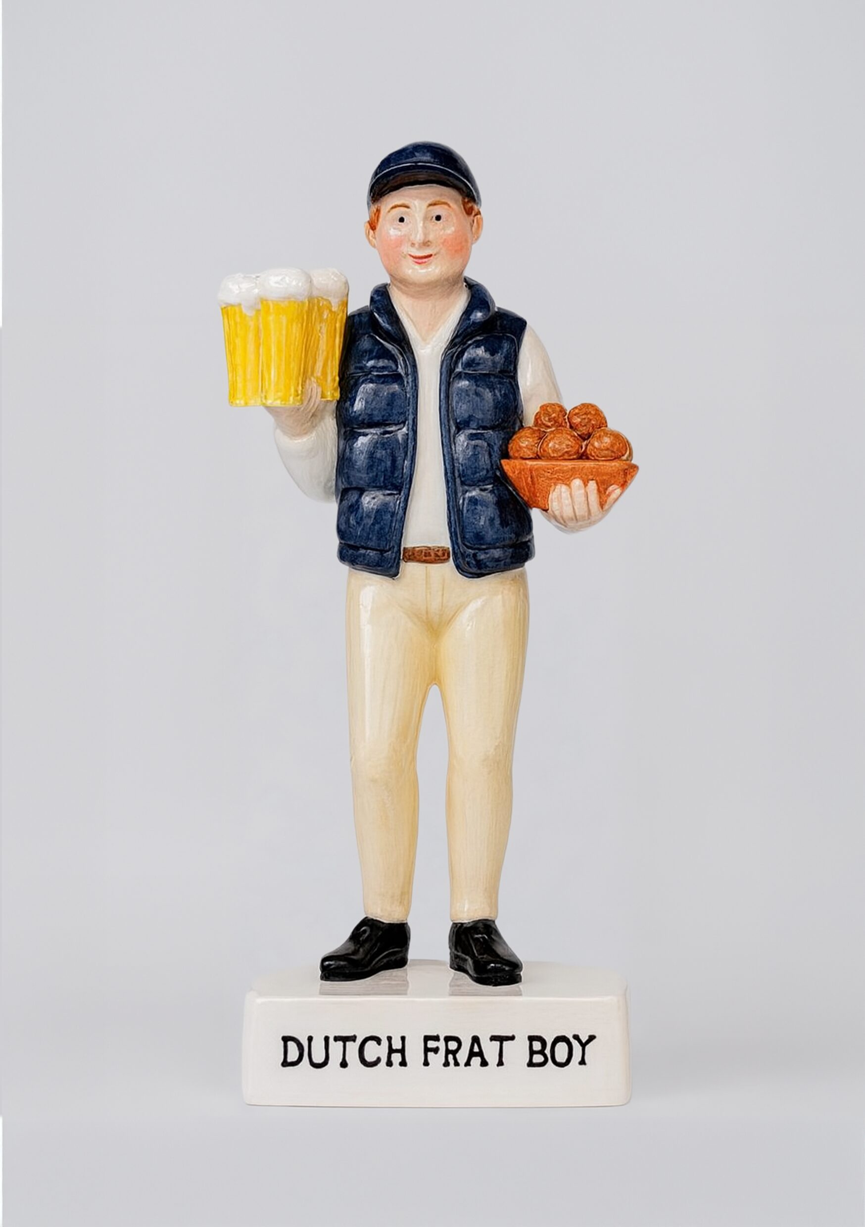 The hat, the vest, the beer - standard issue for every dutch boy from a frat house.